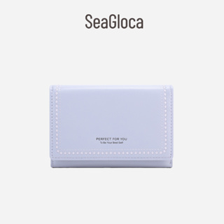 Seagloca ใหม่ กระเป๋าสตางค์ใบสั้น สีพื้น ความจุขนาดใหญ่ สําหรับสตรี No.1516