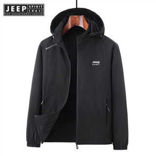 JEEP SPIRIT 1941 ESTD 2023 เสื้อโค้ท มีฮู้ด เหมาะกับฤดูใบไม้ร่วง ฤดูหนาว