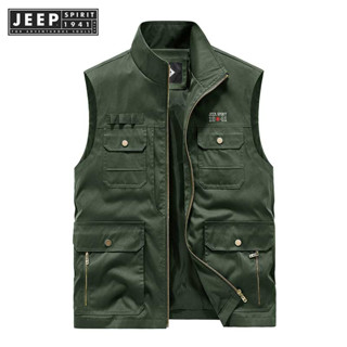 JEEP SPIRIT 1941 ESTD 2023 เสื้อกั๊กลําลอง ทรงหลวม แฟชั่นฤดูใบไม้ร่วง และฤดูหนาว สําหรับผู้ชาย