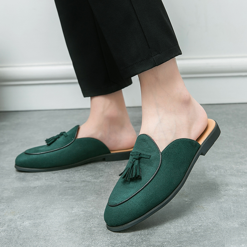 Size38~46 รองเท้าหนังกลับ รองเท้าหนังผู้ชายเปิดส้น