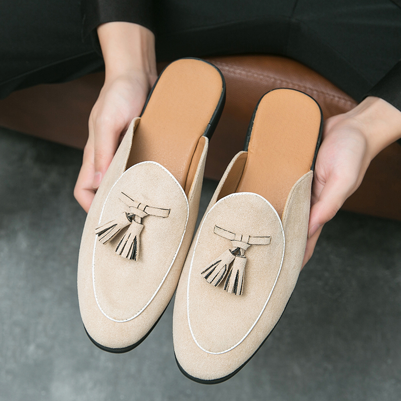Size38~46 รองเท้าหนังกลับ รองเท้าหนังผู้ชายเปิดส้น