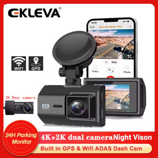 Ekleva กล้องติดรถยนต์ 3 ช่อง 4k+1080P/4k+1080P+2K Dvr 3 Channel 3 Way Dash Cam Wifi Gps ด้านหน้า และด้านหลัง 3 เลนส์ 4k Dash Cam