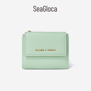 Seagloca ใหม่ กระเป๋าสตางค์ แบบพับสามทบ ใส่บัตรได้หลายใบ สีพื้น เรียบง่าย สําหรับผู้หญิง No.1411