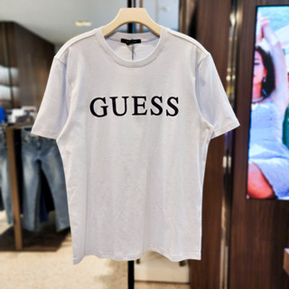 Guess ใหม่ เสื้อยืดคอกลม แขนสั้น ผ้าฝ้าย มาตรฐาน ขนาดใหญ่ สําหรับผู้ชาย และผู้หญิง