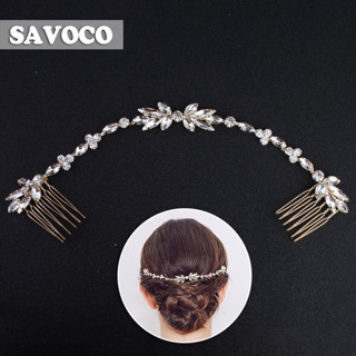 Savoco กิ๊บติดผม ประดับพลอยเทียม สีขาว สไตล์เจ้าหญิง แฟชั่นสําหรับผู้หญิง เจ้าสาว SC022