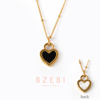 Bzebi สร้อยคอแฟชั่น ทอง เครื่องประดับ สแตนเลส หัวใจ สวมใส่สองด้าน แฟชั่น พรีเมี่ยม ไม่จางหาย ใส่อาบน้ําได้ 1281n