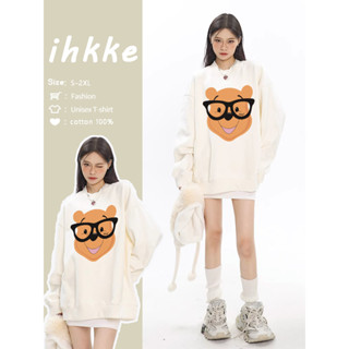 ihkke เสื้อแจ็กเก็ตกันหนาว แขนยาว แบบบาง ทรงหลวม สีแอปริคอท สไตล์อเมริกัน แฟชั่นฤดูใบไม้ร่วง และฤดูหนาว สําหรับผู้หญิง