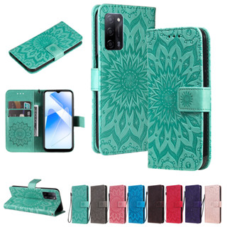 เคสโทรศัพท์หนัง PU นิ่ม ฝาพับ ลายดอกทานตะวัน พร้อมช่องใส่บัตร หรูหรา สําหรับ Oppo A76 A36 A93 5G A54 5G A74 5G A55 5G A16 4G A16S A53S 5G A54S A54 4G