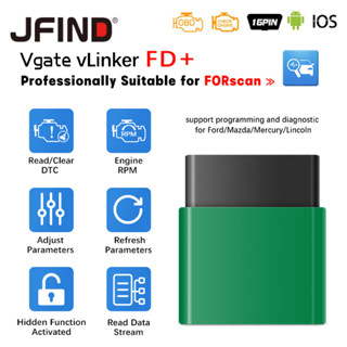 Vgate vLinker FD+ ELM327 OBD2 เครื่องสแกนเนอร์วินิจฉัยรถยนต์ สําหรับ Ford Mazda Scanner ELM 327 บลูทูธ wifi OBD 2 MS CAN Auto Tools