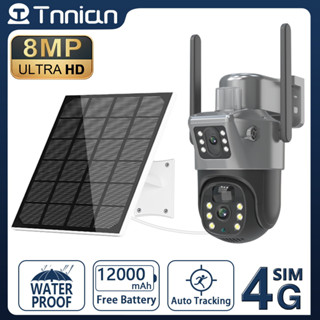 Tnnian กล้องวงจรปิด CCTV 8MP เลนส์คู่ 4G ซิมการ์ด แบตเตอรี่ พลังงานแสงอาทิตย์ Wifi ไร้สาย Alexa 6MP PTZ IP ชาร์จแบตเตอรี่ PIR ตรวจจับการเคลื่อนไหวมนุษย์ 30M มองเห็นกลางคืน กันน้ํา สําหรับกลางแจ้ง