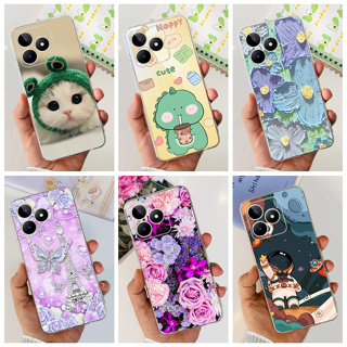 เคสโทรศัพท์มือถือ ซิลิโคนนุ่ม TPU ลายไดโนเสาร์ แมวน่ารัก สําหรับ Realme C53 2023 RealmeC53 C 53 4G RMX3760