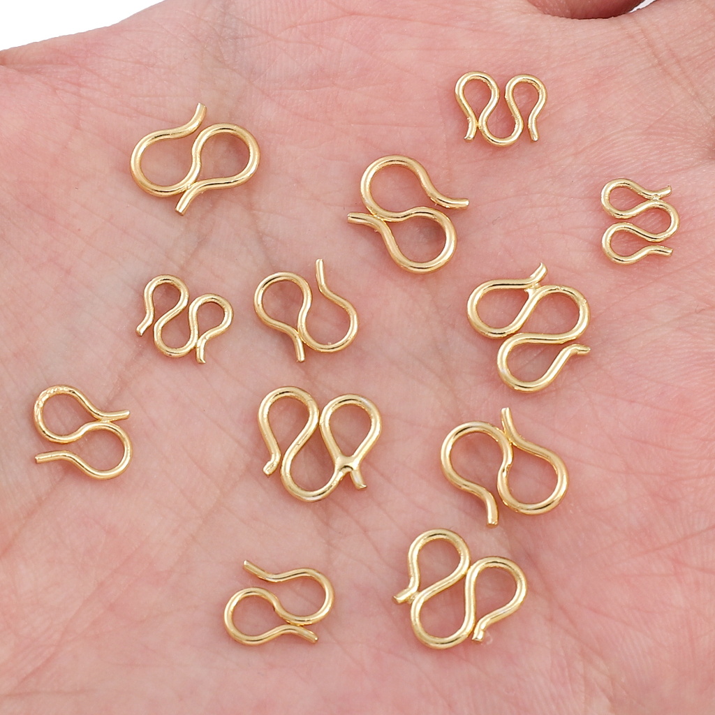 14k Gold Plated เครื่องประดับทองเหลือง Clasap M & S รูปร่าง Clasp สําหรับสร้อยคอสร้อยข้อมือ DIY เครื่องประดับทํา