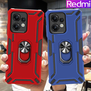 Redmi Note 12 Pro Plus Note 11 Pro Note 11S Note 10 Pro Note 10S Note 9S Note 9 Pro Xiaomi 12T Pro 11T Pro เคสโทรศัพท์เกราะแข็งกันกระแทกหรูหราพร้อมขาตั้งโลหะหมุน