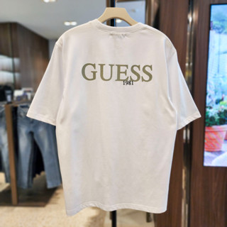 Guess 23 ใหม่ เสื้อยืดคอกลม แขนสั้น ทรงหลวม สีขาว สําหรับทุกเพศ