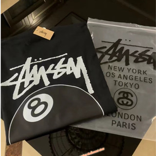 STUSSY เสื้อยืดแขนสั้น ขนาดใหญ่ สีขาว และสีดํา สําหรับผู้ชาย และผู้หญิง