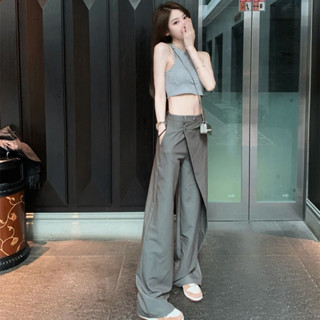 Supermodel กางเกงขายาว ขากว้าง เอวสูง ทรงหลวม ออกแบบดี ทรงตรง แฟชั่นฤดูร้อน สําหรับผู้หญิง