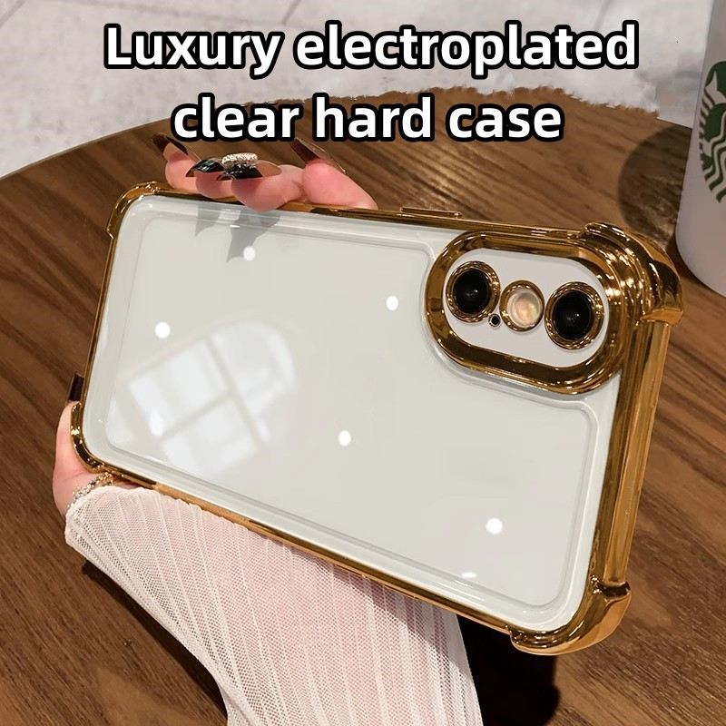 เคสโทรศัพท์มือถือ ซิลิโคนแข็ง ใส กันกระแทก สี่มุม หรูหรา สําหรับ iPhone xs max x xr