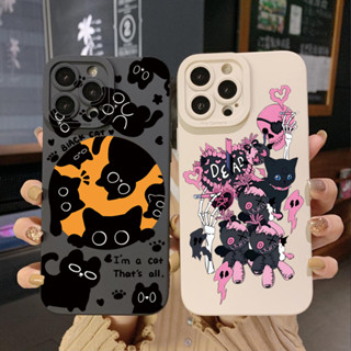 เคสโทรศัพท์มือถือ ขอบสี่เหลี่ยม ลายแมวน่ารัก สีดํา สําหรับ Infinix Hot 12i 10S 11 10 Play 11S 10i Smart 6 HD X6511 X657B X6512 Note 12 G96