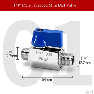 วาล์วบอล สเตนเลส 304 ขนาดเล็ก 1/4 นิ้ว ตัวผู้ เป็นตัวผู้ ตัวเมีย