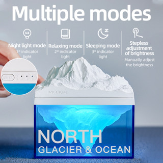 Moon 4D Polar Glacier Desktop Ambient Lamp ลําโพงโพลาร์กลาเซียร์ ขนาดเล็ก แบบชาร์จบลูทูธ เหมาะกับของขวัญวันหยุด สําหรับตกแต่งบ้าน