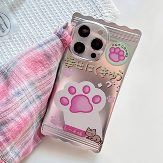 เคสโทรศัพท์มือถือ ชุบเงิน ลายแมว PAWS สีชมพู สําหรับ iPhone 14ProMax 13 iPhone11 12 ProMax