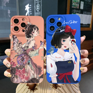 เคสโทรศัพท์มือถือ ขอบสี่เหลี่ยม ลายผีเสื้อ เด็กผู้หญิง สโนว์ไวท์ สําหรับ OPPO Reno7 4G Reno6 Reno8 Z 5G Reno5 F Reno2 F Reno3 Reno4 A17 A17K A77S A57S