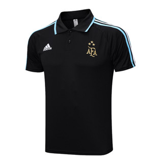 เสื้อโปโลแขนสั้น ลายทีมชาติฟุตบอล Argentina 1:1polo2022 2023 สีดํา