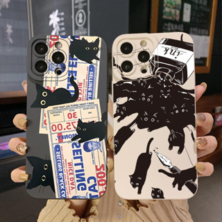 เคสโทรศัพท์มือถือ ขอบสี่เหลี่ยม ลายแมวหมึก สําหรับ OPPO Reno7 4G Reno6 Reno8 Z 5G Reno5 F Reno2 F Reno3 Reno4 A17 A17K A77S A57S