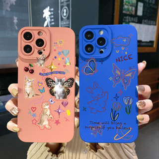 เคสโทรศัพท์มือถือ ขอบสี่เหลี่ยม ลายกระต่าย แมว ผีเสื้อ สําหรับ Realme C35 C11 2021 C12 C15 C21Y C25Y C25S Realme5 5i 6i 8 Pro