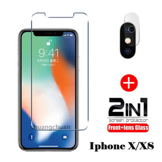 2in1 ฟิล์มกระจกนิรภัยกันรอยหน้าจอ HD และเลนส์กล้อง สําหรับ Iphone X XS XS Max 2in1 Iphone 6 7 8 6 plus 7 8 plus Iphone XR Iphone 11 11pro