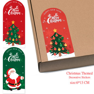 Merry Christmas สติกเกอร์ซีล ลายซานตาคลอส กวาง สโนว์แมน 6*13 ซม. สําหรับตกแต่งเค้ก 40 ชิ้น