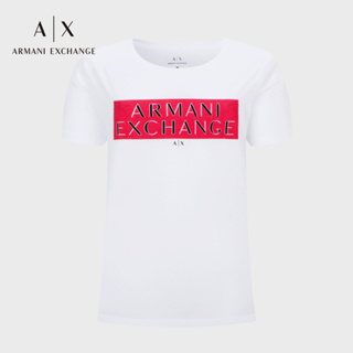 Armani เสื้อยืดแขนสั้น ผ้าฝ้ายแท้ พิมพ์ลาย สีขาว สําหรับผู้ชาย และผู้หญิง