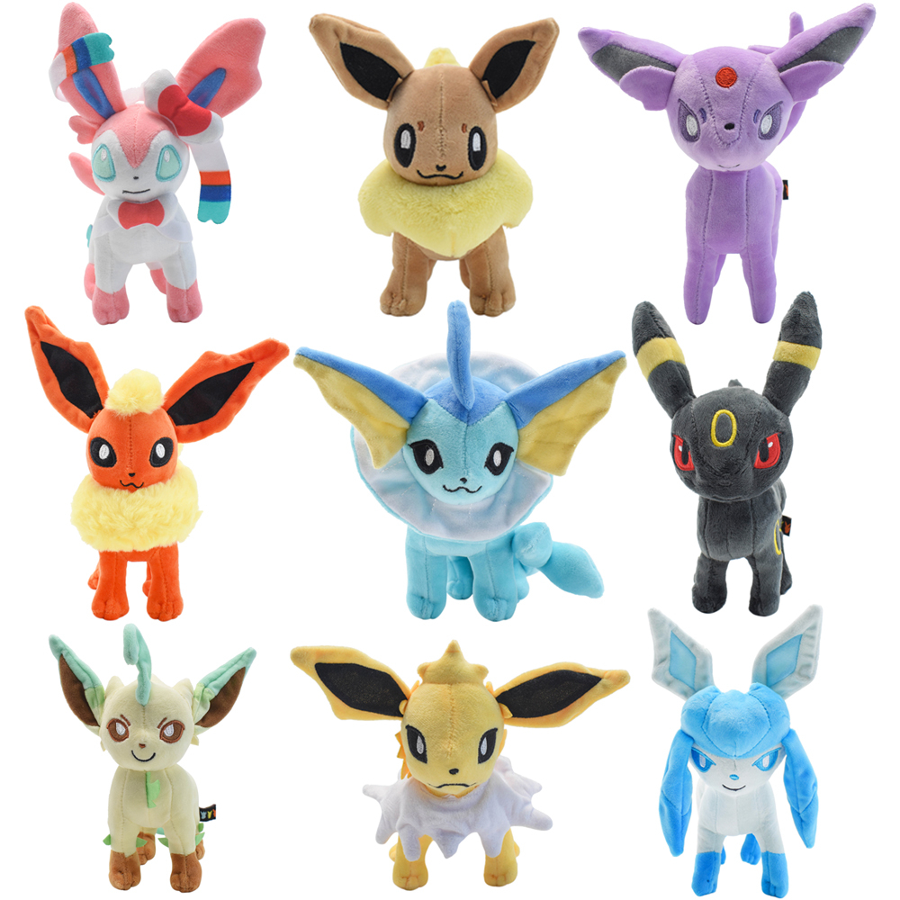 16-20 ซม.อะนิเมะรูปEevee Sylveon Vaporeon Flareon Umbreon Espeon Jolteon Leafeon Glaceonการ์ตูนตุ๊กตาของเล่นตุ๊กตานุ่มตุ๊กตาเด็กGfits