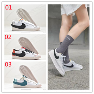 Nk Blazer Low77 Jumbo White&amp;Black รองเท้าผ้าใบ รองเท้าสเก็ต แฟชั่น สําหรับผู้ชายและผู้หญิง