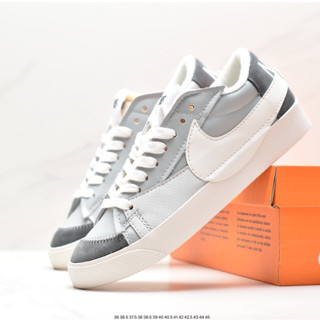 Nk Blazer Low77 รองเท้าผ้าใบลําลอง สีเทาจัมโบ้ สําหรับผู้ชายและผู้หญิง