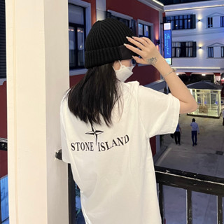 เสื้อยืดแขนสั้นลําลอง พิมพ์ลายตัวอักษร STONE ISLAND ทรงหลวม อเนกประสงค์ แฟชั่นสําหรับผู้ชาย