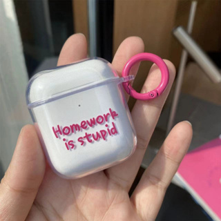 เคสหูฟัง tpu แบบนิ่ม ลายภาษาอังกฤษ สีแดงกุหลาบ สําหรับ airpods 1 2 pro 3