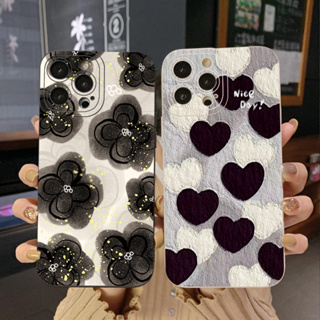 เคสโทรศัพท์มือถือ ขอบสี่เหลี่ยม ลายดอกไม้ หัวใจ หรูหรา สําหรับ OPPO Reno7 4G Reno6 Reno8 Z 5G Reno5 F Reno2 F Reno3 Reno4 A17 A17K A77S A57S