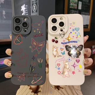 เคสโทรศัพท์มือถือ ขอบสี่เหลี่ยม ลายกระต่าย แมว ผีเสื้อ สําหรับ Infinix Hot 12i 10S 11 10 Play 11S 10i Smart 6 HD X6511 X657B X6512 Note 12 G96