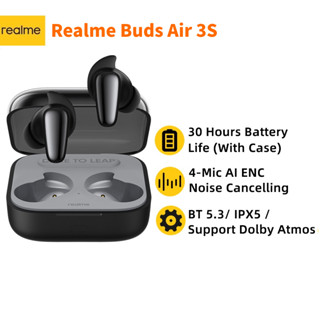 Realme Buds Air 3S TWS หูฟังบลูทูธ 5.3 ไร้สาย AI ENC ตัดเสียงรบกวน แบตเตอรี่ 30 ชั่วโมง IPX5