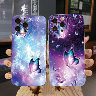 เคสโทรศัพท์มือถือ ขอบสี่เหลี่ยม ลายผีเสื้อหิมะ สําหรับ Infinix Hot 12i 10S 11 10 Play 11S 10i Smart 6 HD X6511 X657B X6512 Note 12 G96