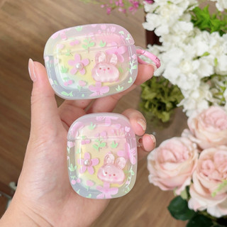 สําหรับ airpods pro gen 2 1 2 pro 3 เคสหูฟัง ลายดอกไม้ กระต่ายน่ารัก