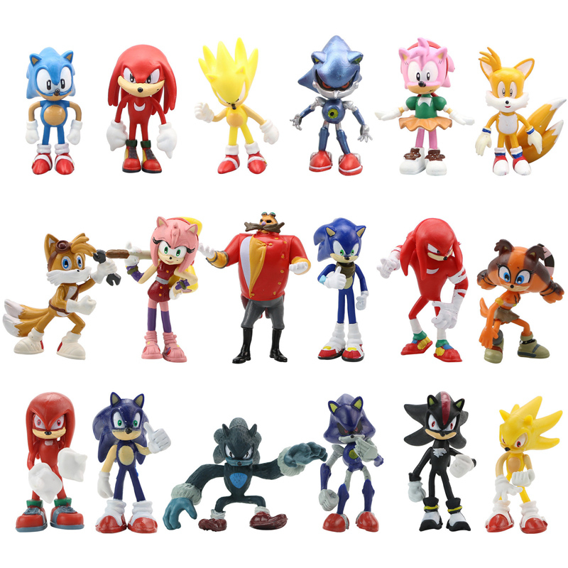 6ชิ้น/เซ็ต5-7ซม.เกมวีรบุรุษเม่นดร. Eggman Dark Amy Rose Chaotix โลหะรุ่น Q PVC ตัวเลขการกระทําตุ๊กตาของเล่น