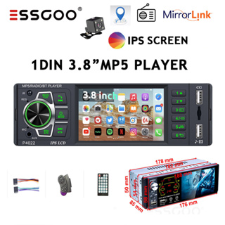 Essgoo เครื่องเล่น MP5 วิทยุ FM บลูทูธ 1 Din 4.1 นิ้ว หน้าจอสัมผัส IPS พร้อมกระจกลิงค์มัลติมีเดีย สําหรับรถยนต์