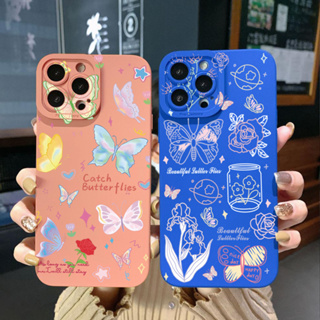 เคสโทรศัพท์มือถือ ขอบสี่เหลี่ยม ลายผีเสื้อ สําหรับ OPPO Reno7 4G Reno6 Reno8 Z 5G Reno5 F Reno2 F Reno3 Reno4 A17 A17K A77S A57S