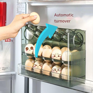 GONQIN กล่องเก็บไข่ที่วางถาดไข่ Rak Bekas Telur Egg Container ตู้เย็นกล่อง Food Grade Flip Egg Box