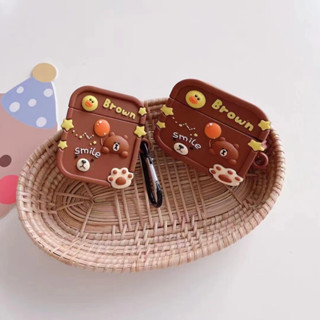 เคสหูฟัง กันลื่น กันน้ํา ลายหมีน่ารัก พร้อมสายโซ่คล้อง สําหรับ AirPods 1 2 Pro Pro 2 3