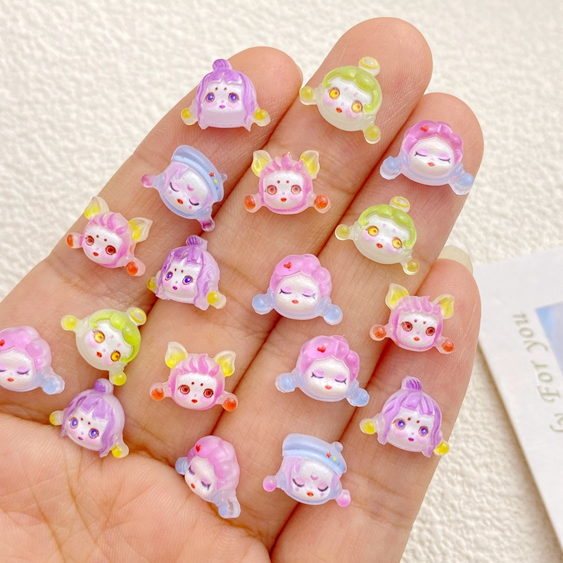 อุปกรณ์ตกแต่งเล็บเรซิ่น ลายการ์ตูนเด็กผู้หญิง 3D คละสี 50 ชิ้น
