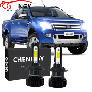 ชุดหลอดไฟหน้าฮาโลเจน LED V4 6000K สีขาว แบบเปลี่ยน สําหรับ Ford Ranger (T6) 2012 เป็น 2014 2015 (1 คู่)