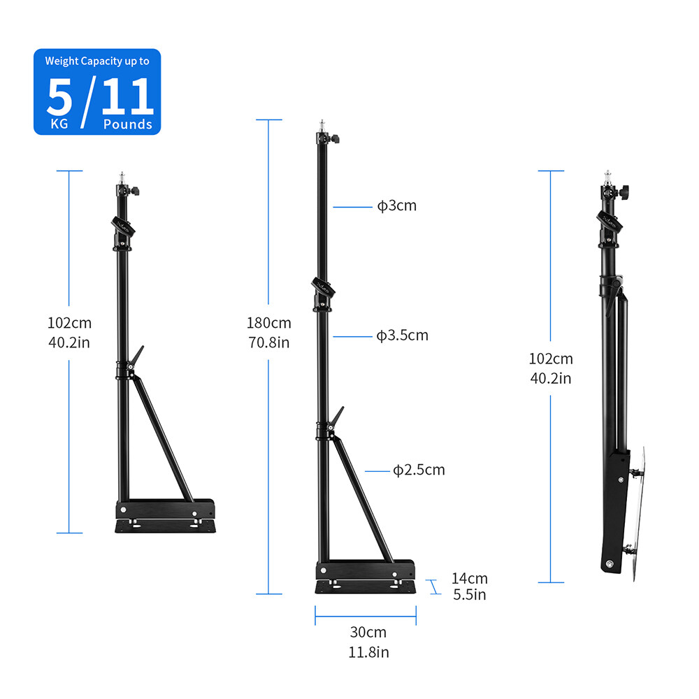Light Boom แขนสามเหลี่ยมติดผนัง 102-180 ซม. พร้อมฐานสามเหลี่ยม สําหรับถ่ายภาพสตูดิโอ วิดีโอแฟลช Softbox ร่มสะท้อนแสง